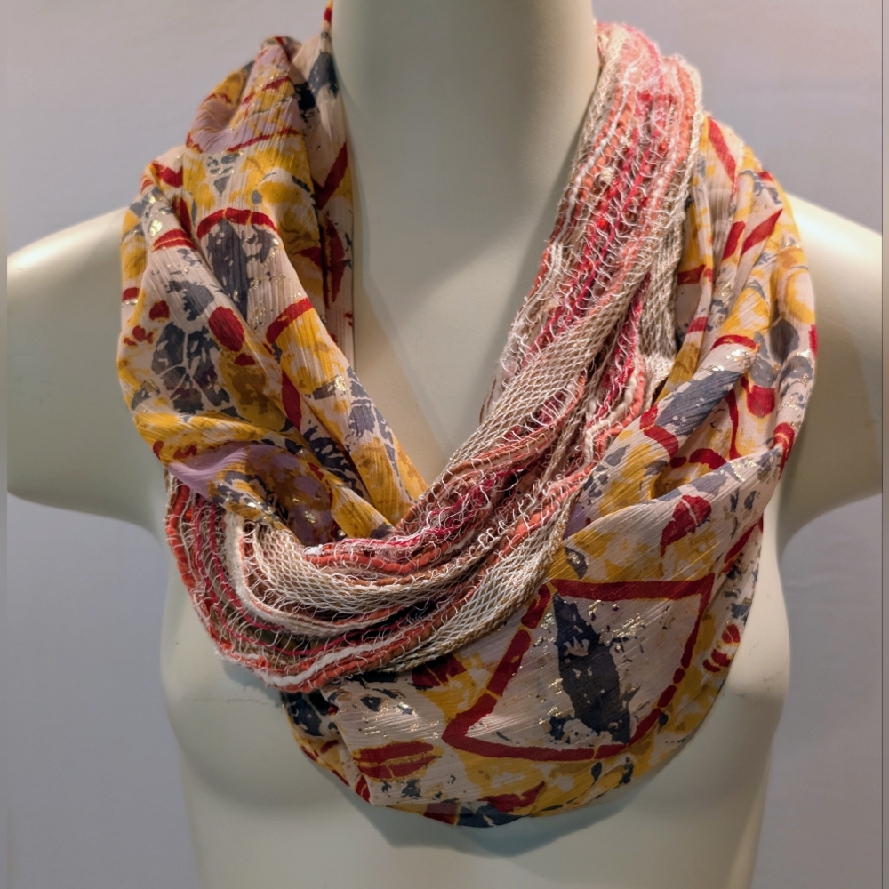 Roffe Floral Yellow and Brown Scarf